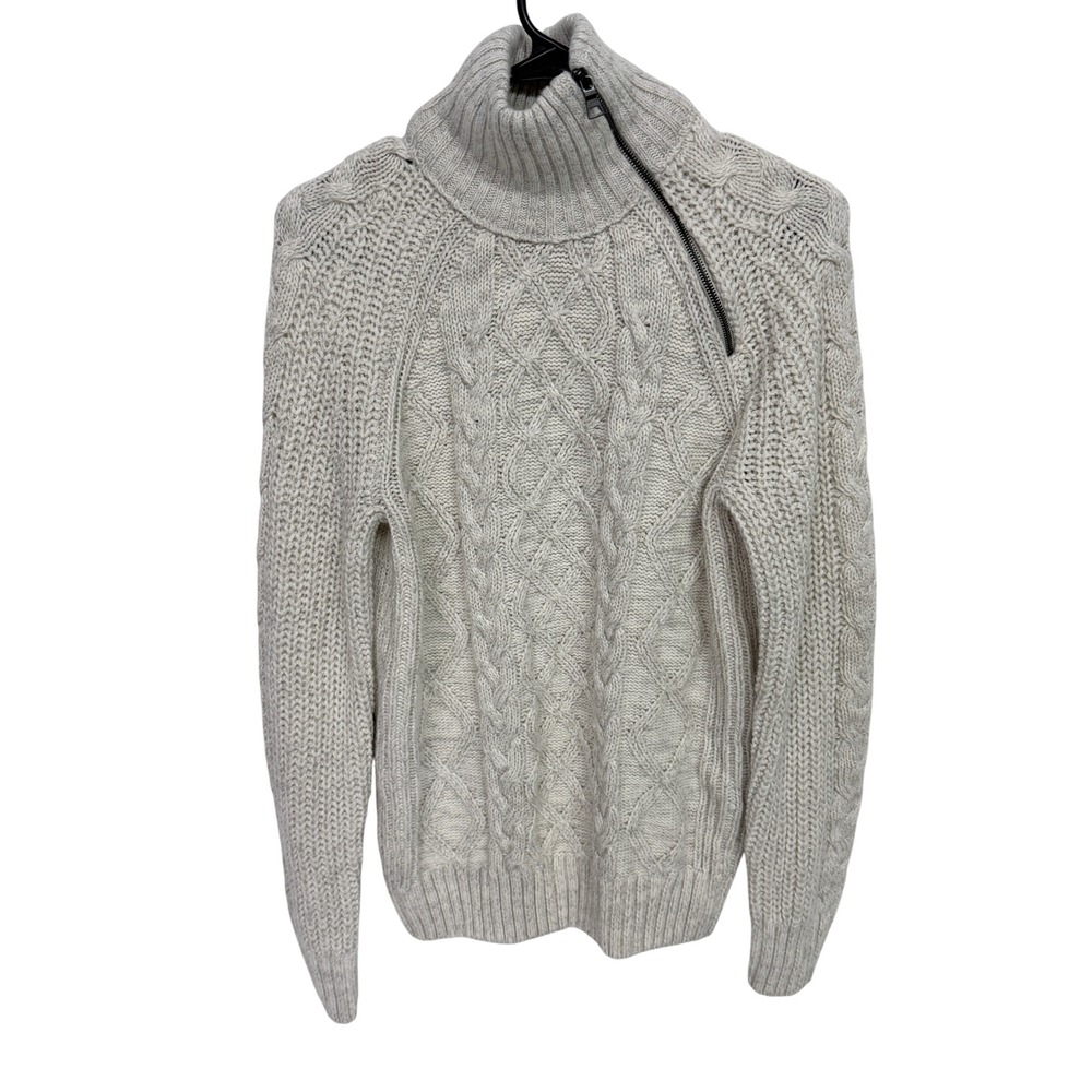 Amongst Others American Legacy Mens Small Cable Knit Asymmetrical Zip Sweater